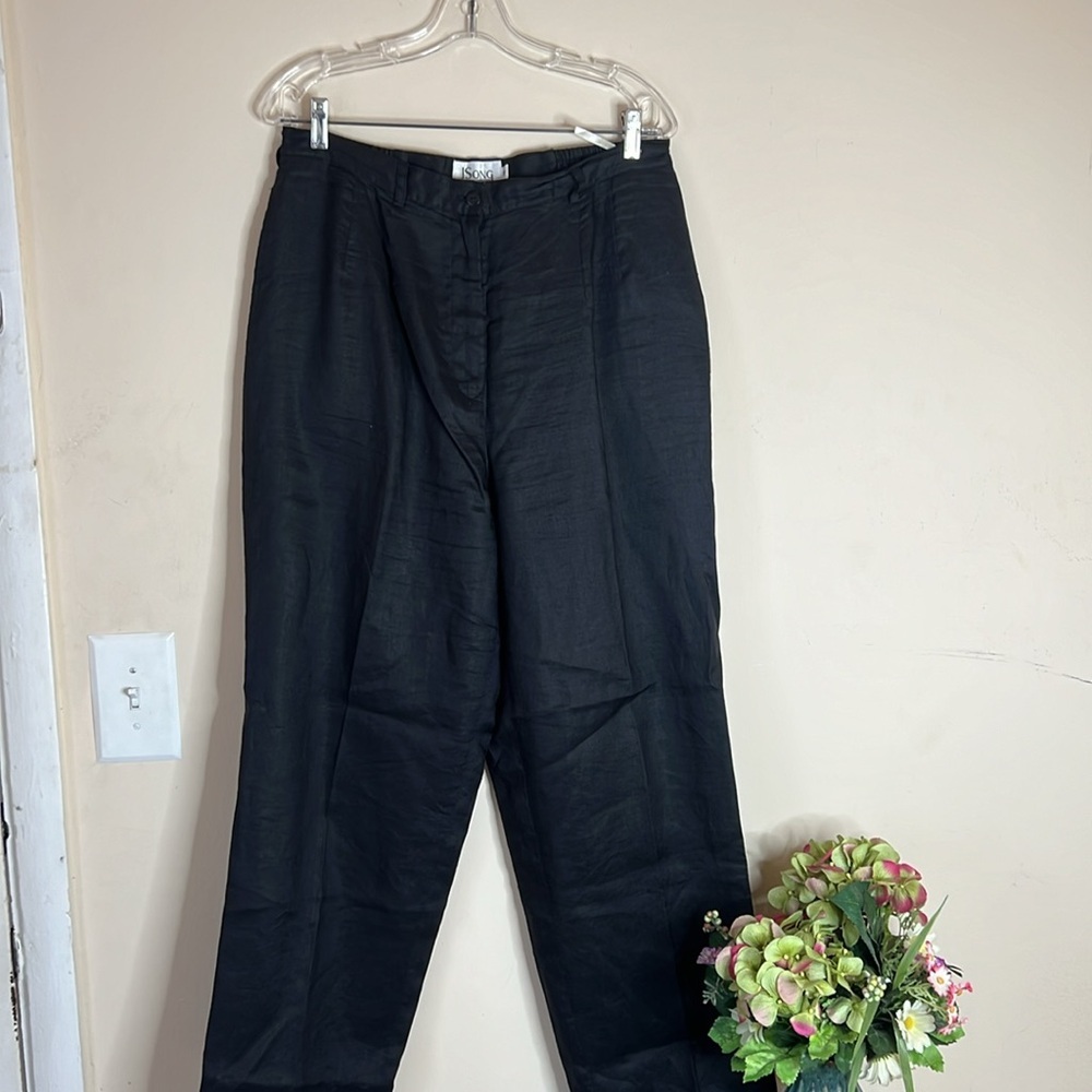 JSong collection Black Linen High Waisted‎ Pants Size 16